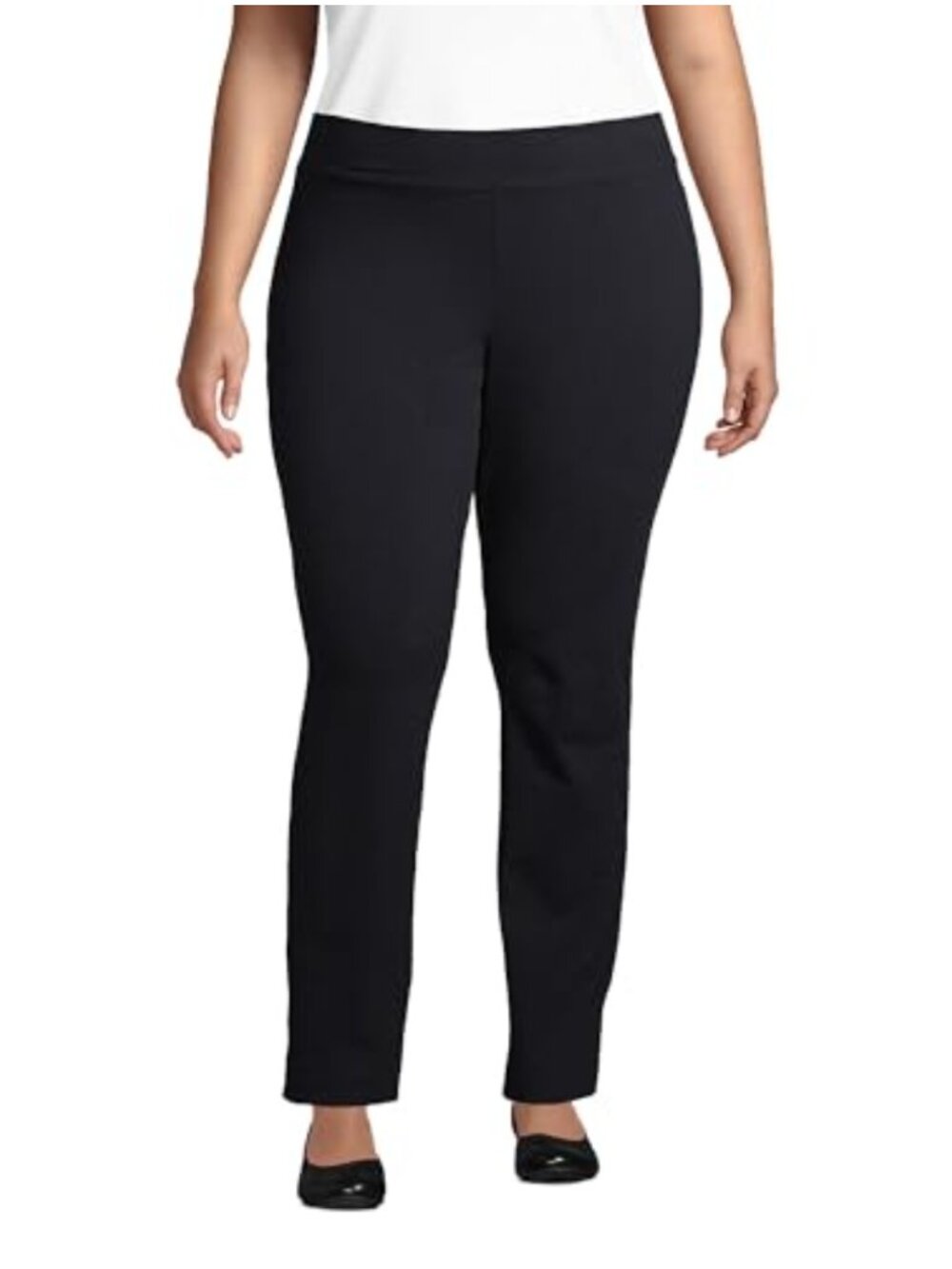 Lands' End Starfish Mid Rise Slim Leg Pull On Pants Cotton Jersey Elastic Waist